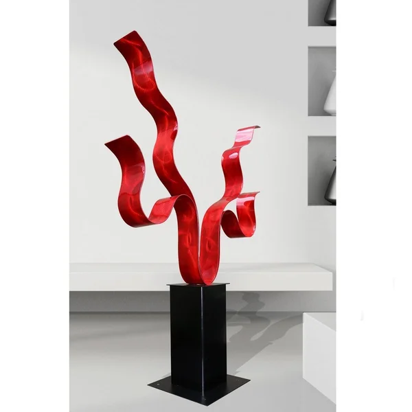Statements2000 Large Abstract Metal Sculpture Modern Garden Art by Jon Allen - Reaching Out - 40x22 x 33x22 x 9x22 - Aqua