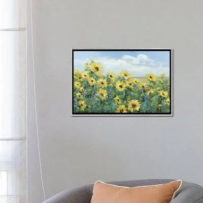 Sunflower Fields Forever by Sally Swatland - Painting Print iCanvas Format: Silver Framed Canvas - Matte Color: No Matte, Size: 1