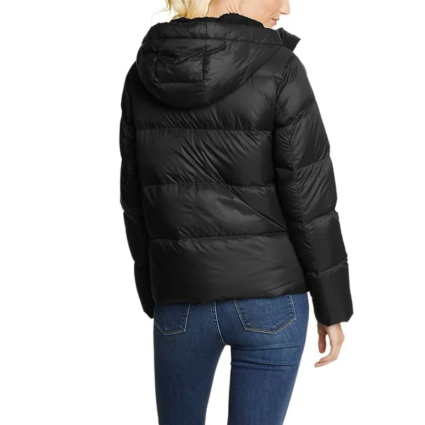 Eddie Bauer Women's Stratuslite Down Sherpa-Lined Hoodie - Black - L