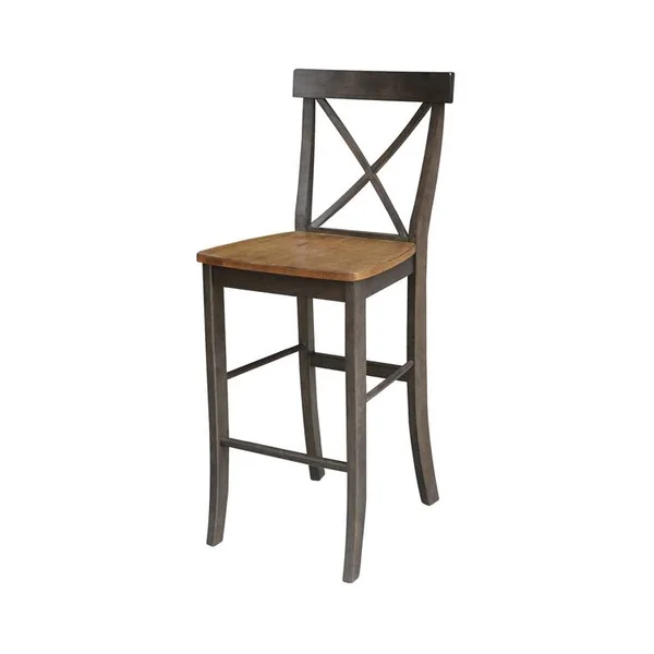 International Concepts 30x22 Round Pedestal Bar Height Table with 2 X-Back Bar Height Stools
