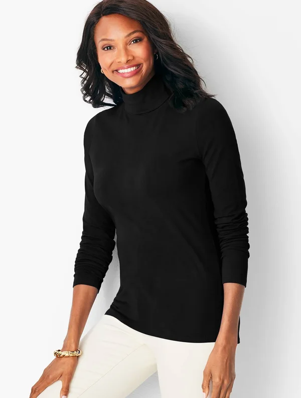 Plus Size - Long-Sleeve Turtleneck - Black - 1x Talbots