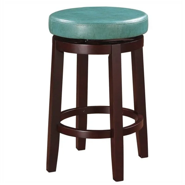 Riverbay Furniture 24x22 Faux Leather Swivel Counter Stool in Teal