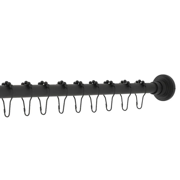 Kingston Brass SRK600 Edenscape 72-Inch Adjustable Shower Curtain Rod with Rings, Matte Black