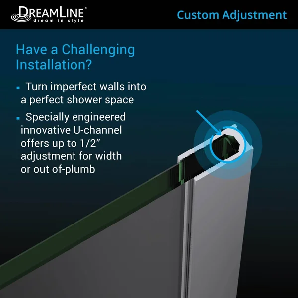 DreamLine SHDR-244307210-01 Unidoor Plus Hinged Shower DOOR - Chrome, 43 to 43-1/2x22 x 72x22