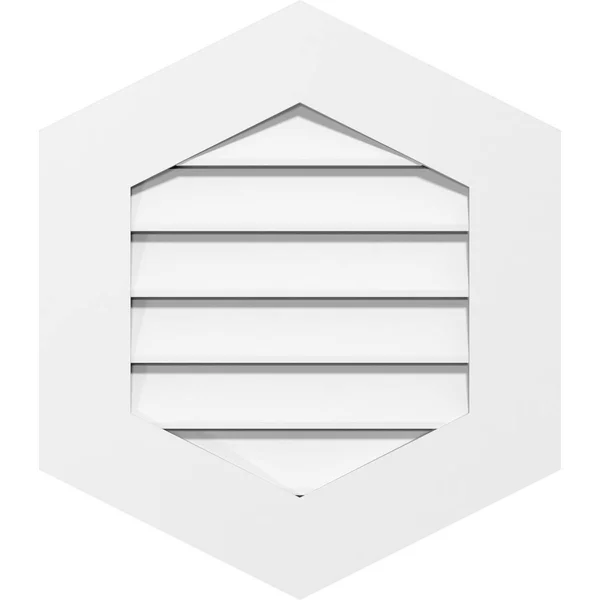 Ekena Millwork GVPVP34X3801SF-10 34x22W x 38x22H Vertical Peaked Surface Mount PVC Gable Vent 10/12 Pitch: Functional - w/ 3-1/2x