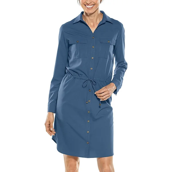 Women's Napa Travel Shirt Dress - SPF 50+ Dresses for Women, Blue