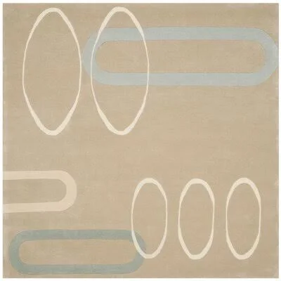 Corrigan Studio Georgianna Hand-Tufted Wool Beige Area Rug, Size: Square 8&