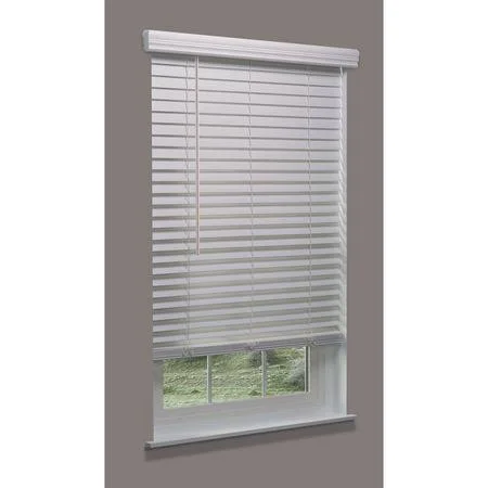 Linen Avenue F5Wt2300B48Im Cordless Faux Wood Blind - white, 23x22w x 44 to