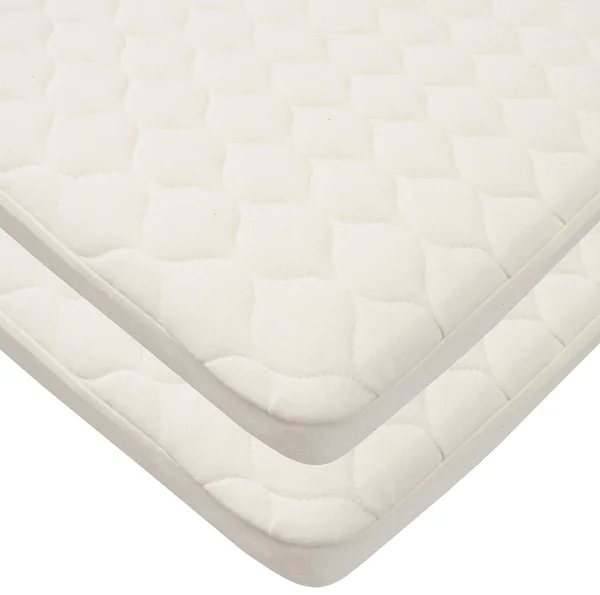 TL Care Waterproof Quilted Porta/Mini-Crib Size Fitted Mattress Cover Made with Organic Cotton Top Layer, Natural Color, 2 Pack