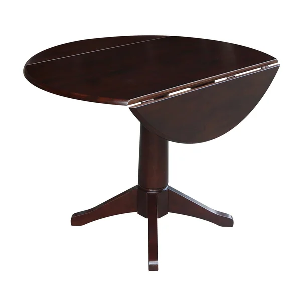42x22 Round Dual Drop Leaf Pedestal Table in Rich Mocha - 36.3x22