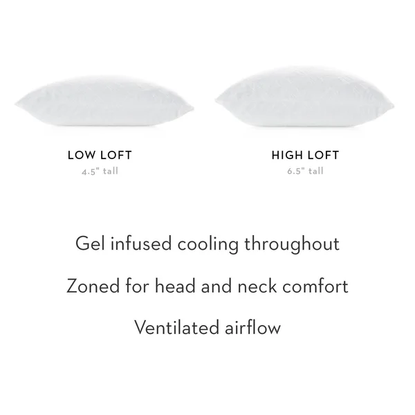 Malouf Zoned Gel Talalay Latex Pillow Queen Low Loft Firm