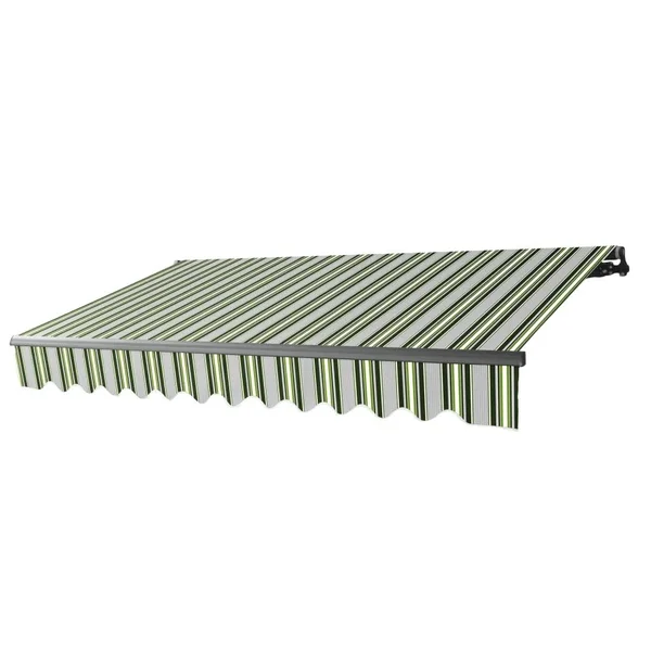 Aleko Abm20x10mstgr58-ap Motorized Retractable Black Frame Patio Awning 20 x 10 Feet - Multi-Striped Green