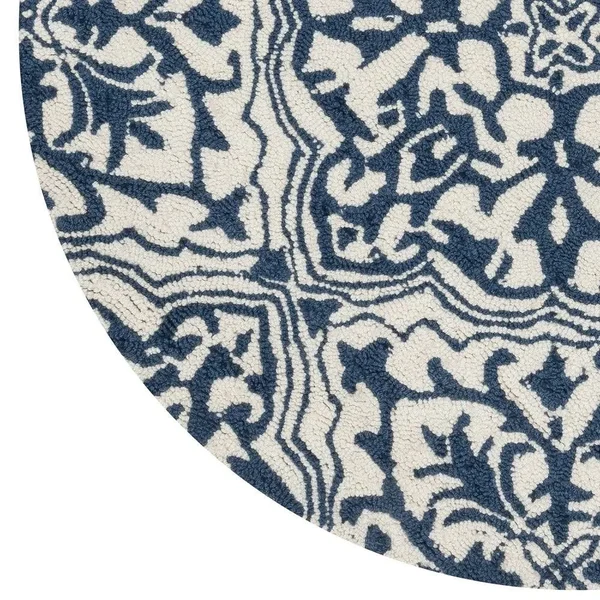 Alexander Home Valentina Hand-Hooked Traditional Botanical Area Rug - Ivory/Blue 3& x 3&