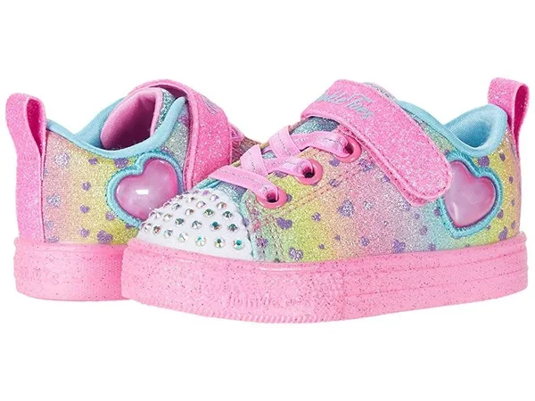Skechers Infant Girls& Twinkle Toes Shuffle Lite Lil Heartbursts Sneaker