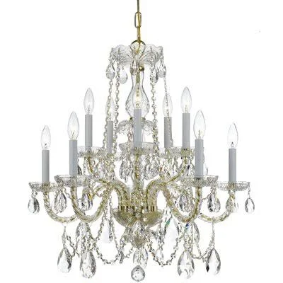 Milan 10 - Light Candle Style Classic - Traditional Chandelier with Crystal Accents House of Hampton Crystal Type: Majestic Wood