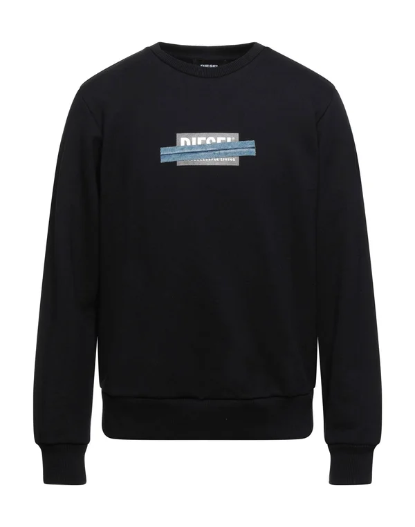 Diesel Man Sweatshirt Black Size XXL Cotton - Elastane