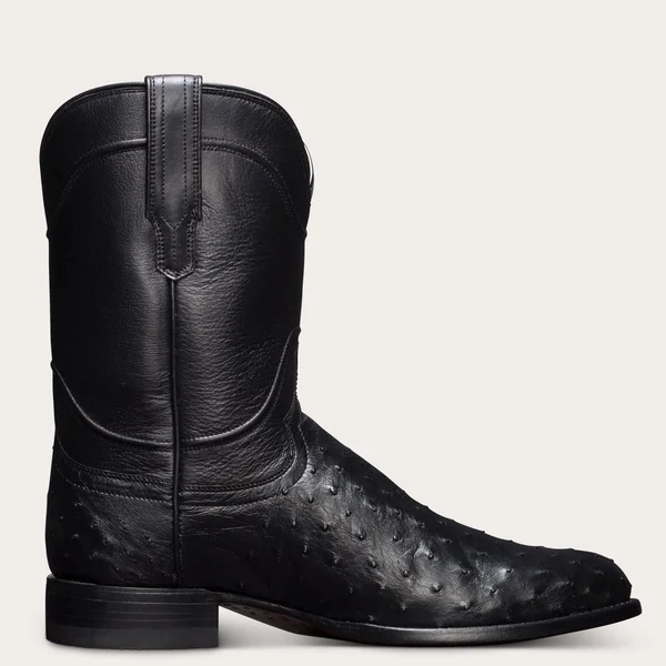 Tecovas - Men's Full-Quill Ostrich Roper Boot, Black 11 EE-Wide