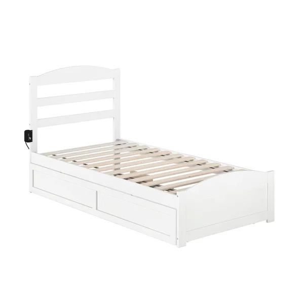 Atlantic Furniture Warren Walnut Twin Bed with Footboard and Twin Trundle - Brown