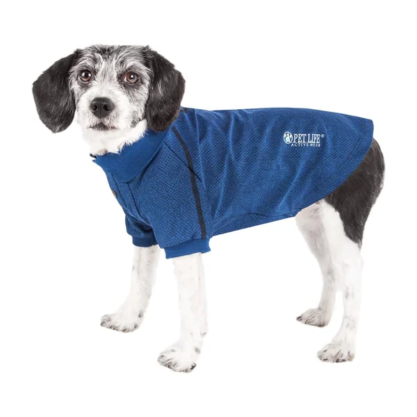 Pet Life Active &Fur-Flexed& Relax-Stretch Wick-Proof Performance Dog Polo T-Shirt - Navy, X-Small