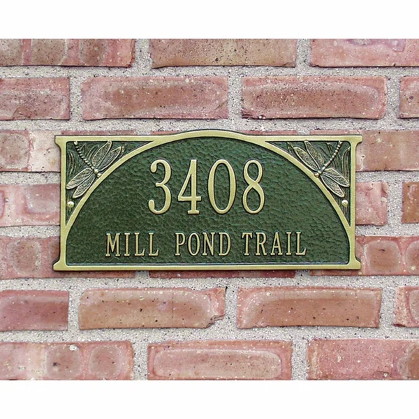 Dragonfly 2-Line Wall Address Plaque Whitehall Products Finish: Green and Gold