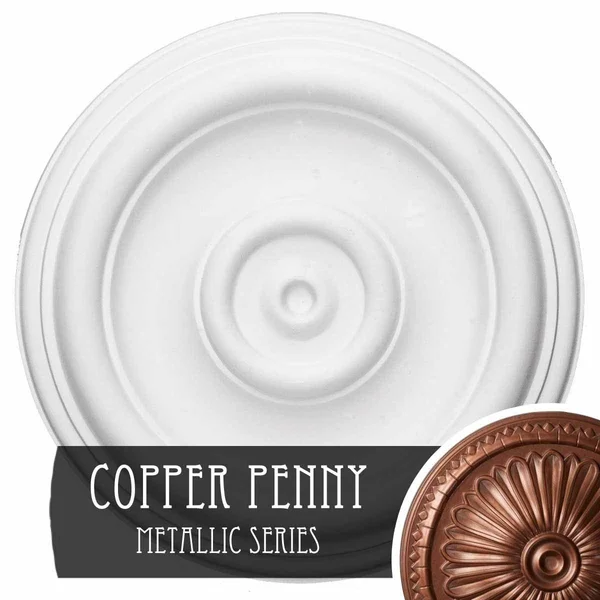 12x22OD x 1x22P Traditional Ceiling Medallion (Fits Canopies Up to 2 3/4x22) - Hand-Painted Copper Penny