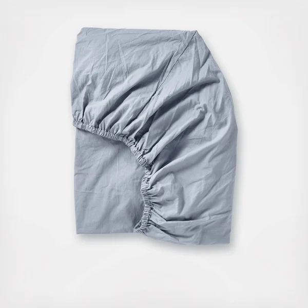 Coyuchi, Organic Crinkled Percale Fitted Sheet Cal King Steel Blue