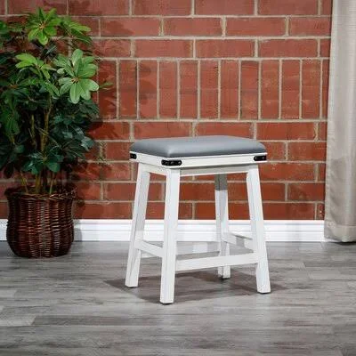 Jone Counter & Bar Stool Winston Porter Color: White, Upholstery: Gray, Seat Height: Counter Stool (24x22 Seat Height)