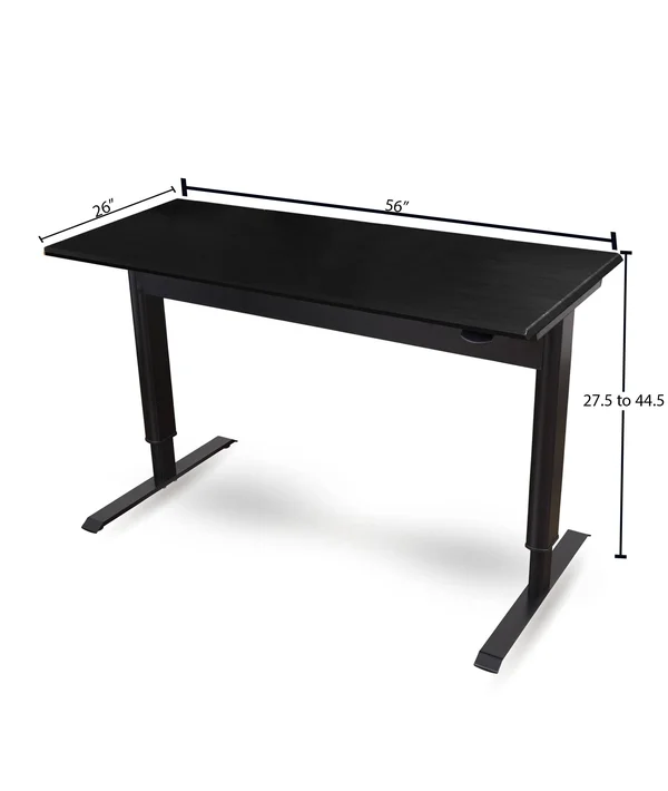 Stand Up Desk Store Pneumatic Adjustable Height Standing Desk Computer Workstation (Black Frame/Matte Black Top - 56x22 wide)