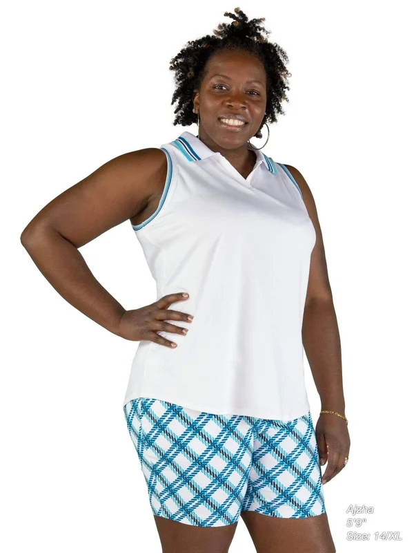 Jofit Women's Cutaway Rib Trim Polo Shirt in White Size Small