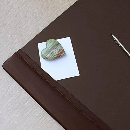 Dacasso Chocolate Brown Leather 25.5 x 17.25 Side Rails Desk Pad