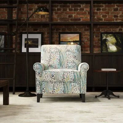 Pina 33.5x22 Wide Armchair Andover Mills Fabric: Sky Blue Multi Paisley