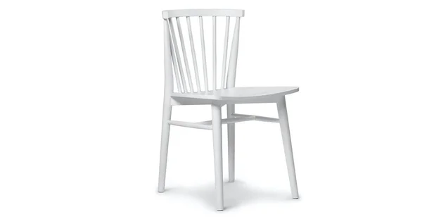 2x White Dining Chairs - Spindled Back, Article Rus Modern Furniture