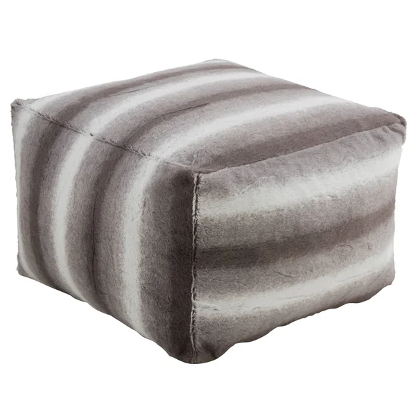 Saro Lifestyle Faux Fur Pouf with Animal Print Design - Grey