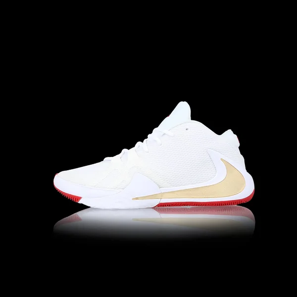 Mens - Nike Zoom Freak 1 Basketball Shoes - White/Metallic Gold/University Red - Size 10