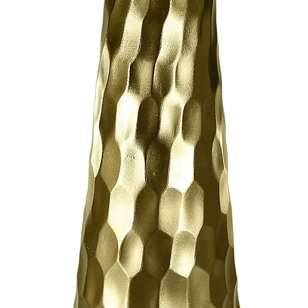 Benjara Metal Vase with Hammered Textured Surface - Gold