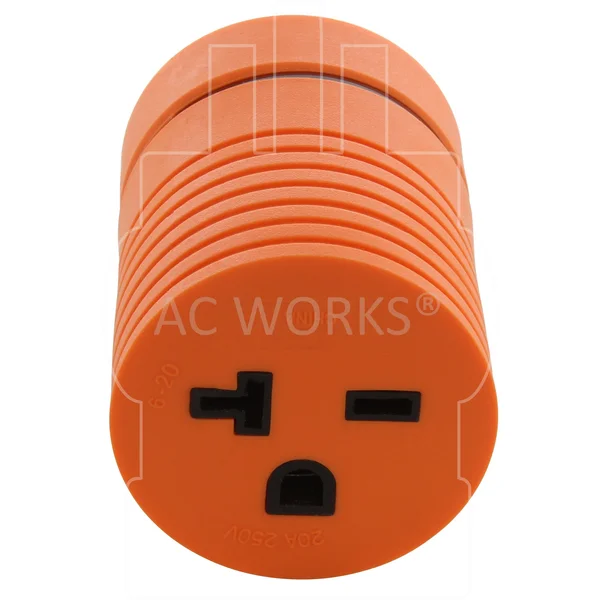 AC Works L14-30P 30Amp 4-Prong Locking Plug to NEMA 6-20R 250-Volt Female Connector (Compact)