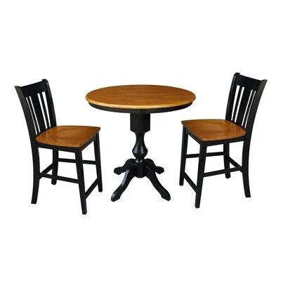 Reichel Round Top Counter Height 3 Piece Pub Table Set Canora Grey Color: Black, Cherry