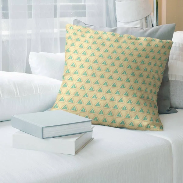 Three Color Minimalist Trees Throw Pillow - 20 x 20 - Green Yellow & Orange - Cotton