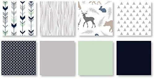 Sweet Jojo Designs 3-Piece Navy Blue - Mint and Grey Woodsy Deer Girls Full/Queen Bedding Set