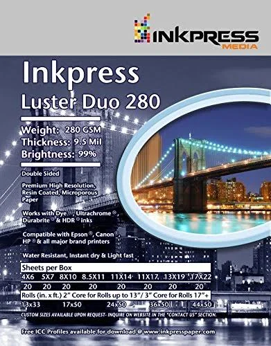 Inkpress Media Luster Duo 280 Paper (8.5 x 11
