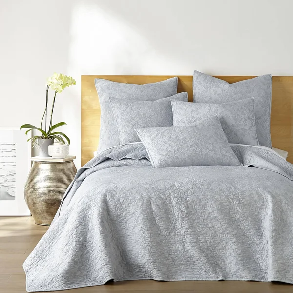 Homthreads Emory Quilt Set & Shams - Light Blue, King