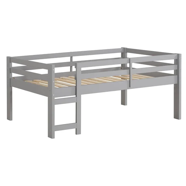Twin Indy Solid Wood Low Loft Bed Gray - Saracina Home