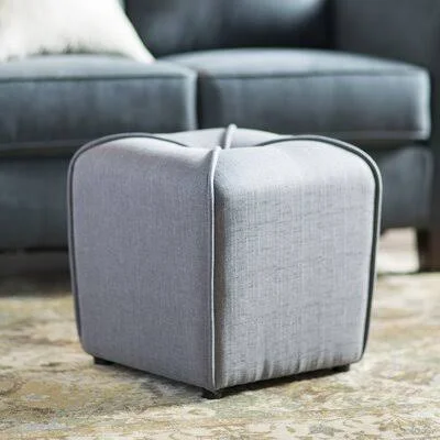 Bellatrix 16.5x22 Tufted Square Cube Ottoman Andover Mills Upholstery Color: Gray