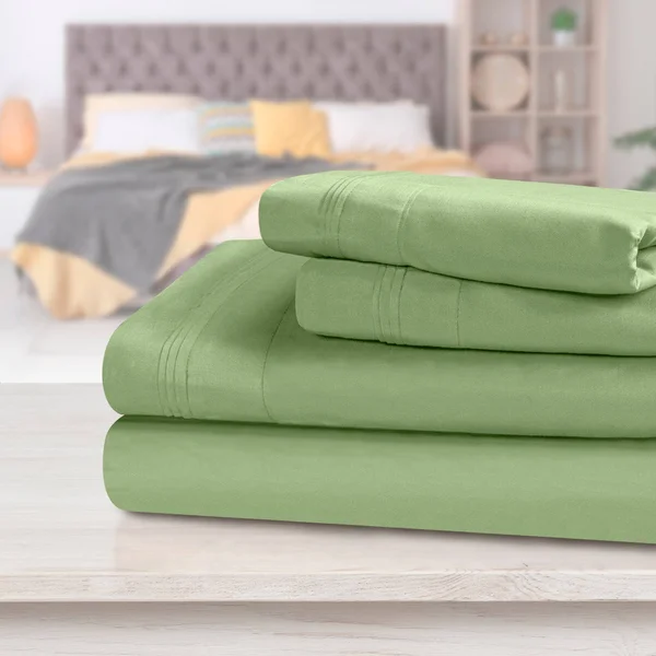 Egyptian Cotton Sheet Set - 1000-Thread Count, Solid Sage, Queen