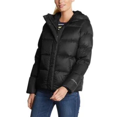 Eddie Bauer Women's Stratuslite Down Sherpa-Lined Hoodie - Black - L