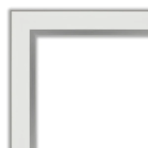 Amanti Art Medium Rectangle Satin White Silver Casual Mirror (33.12 in. H x 47.12 in. W)
