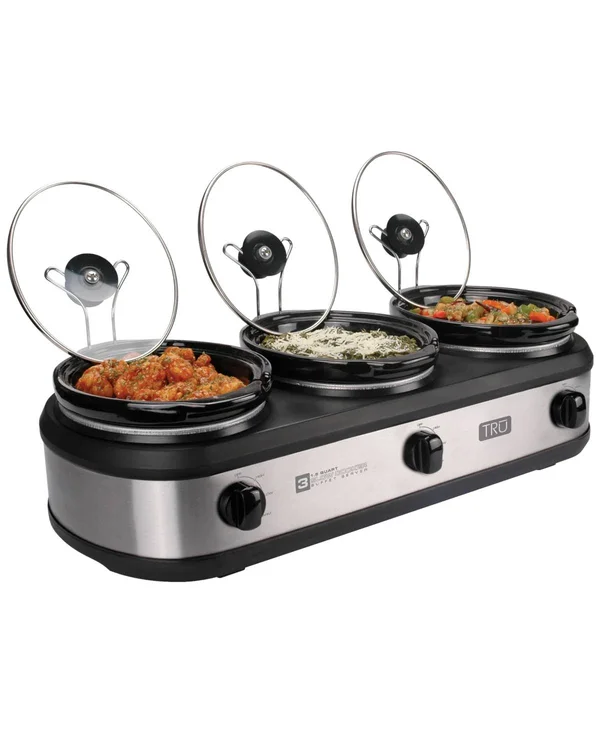 Tru Triple Slow Cooker, Silver