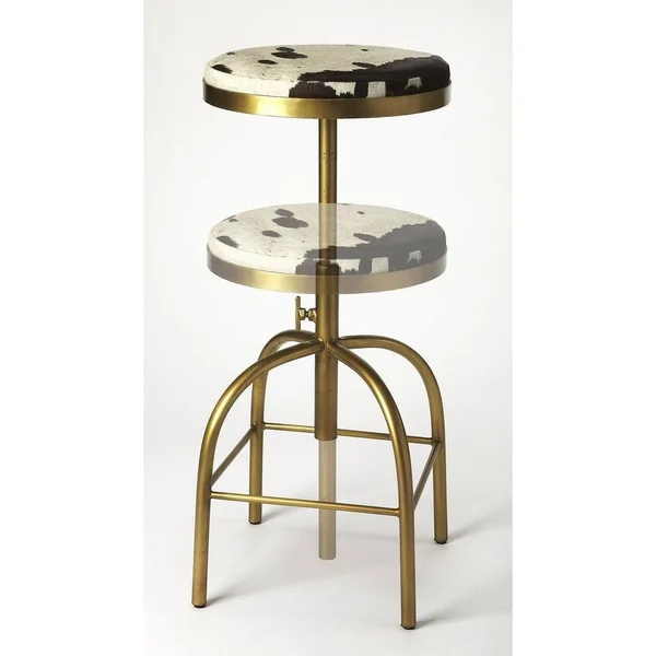 HomeRoots Hair on Hide Leather Bar Stool (389122)