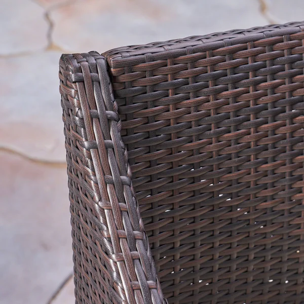 Jean Outdoor 3 Piece Wood and Wicker Bistro Set - Gray + Gray