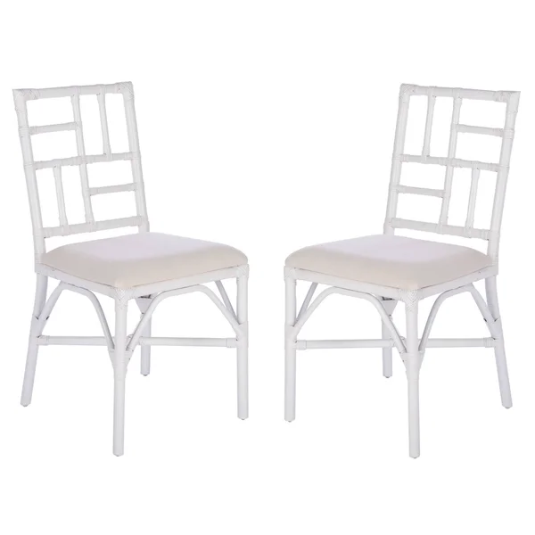 Safavieh Christine Glam Accent Chair w/Cushion, White, Set of 2